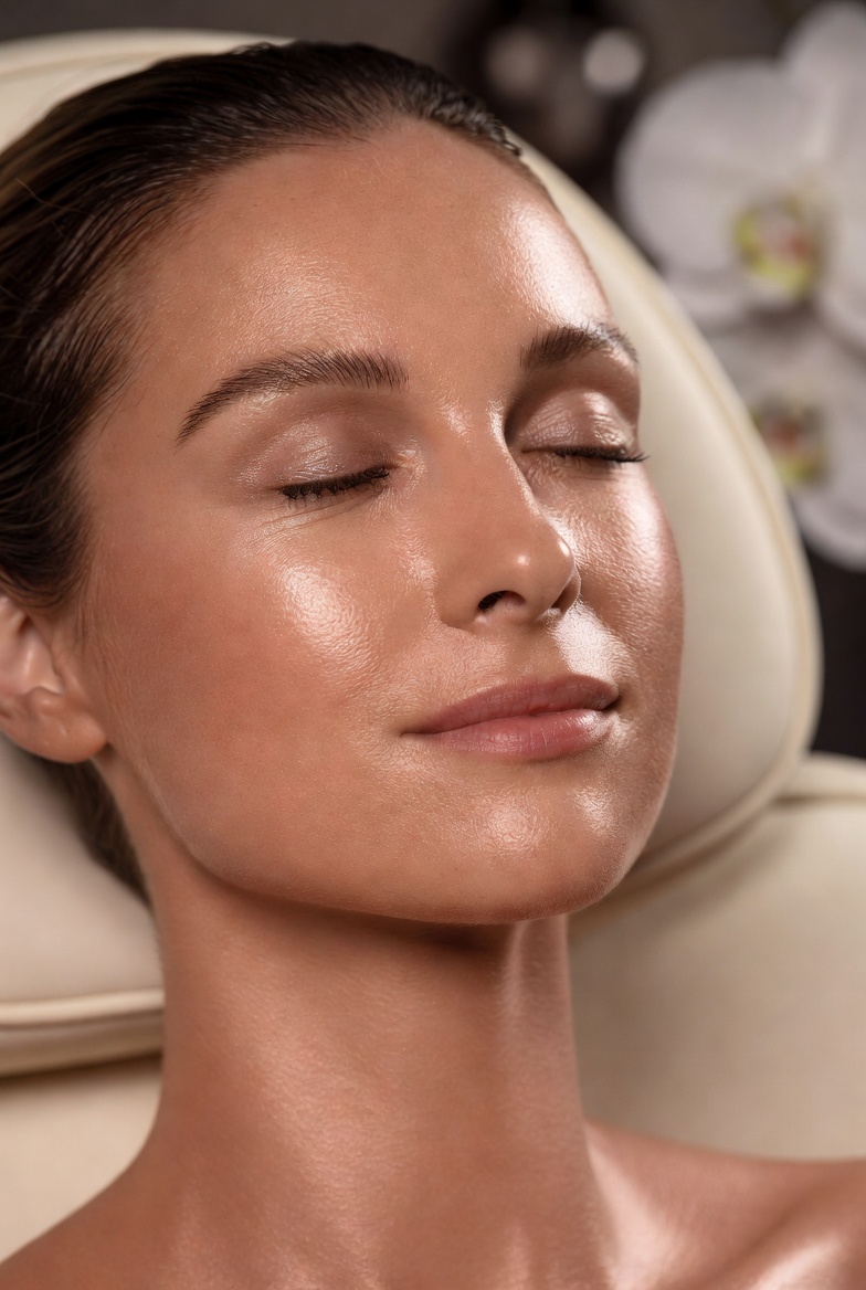 Woman with radiant, glowing skin receiving microneedling at CRM Aesthetics in Lincoln, NE