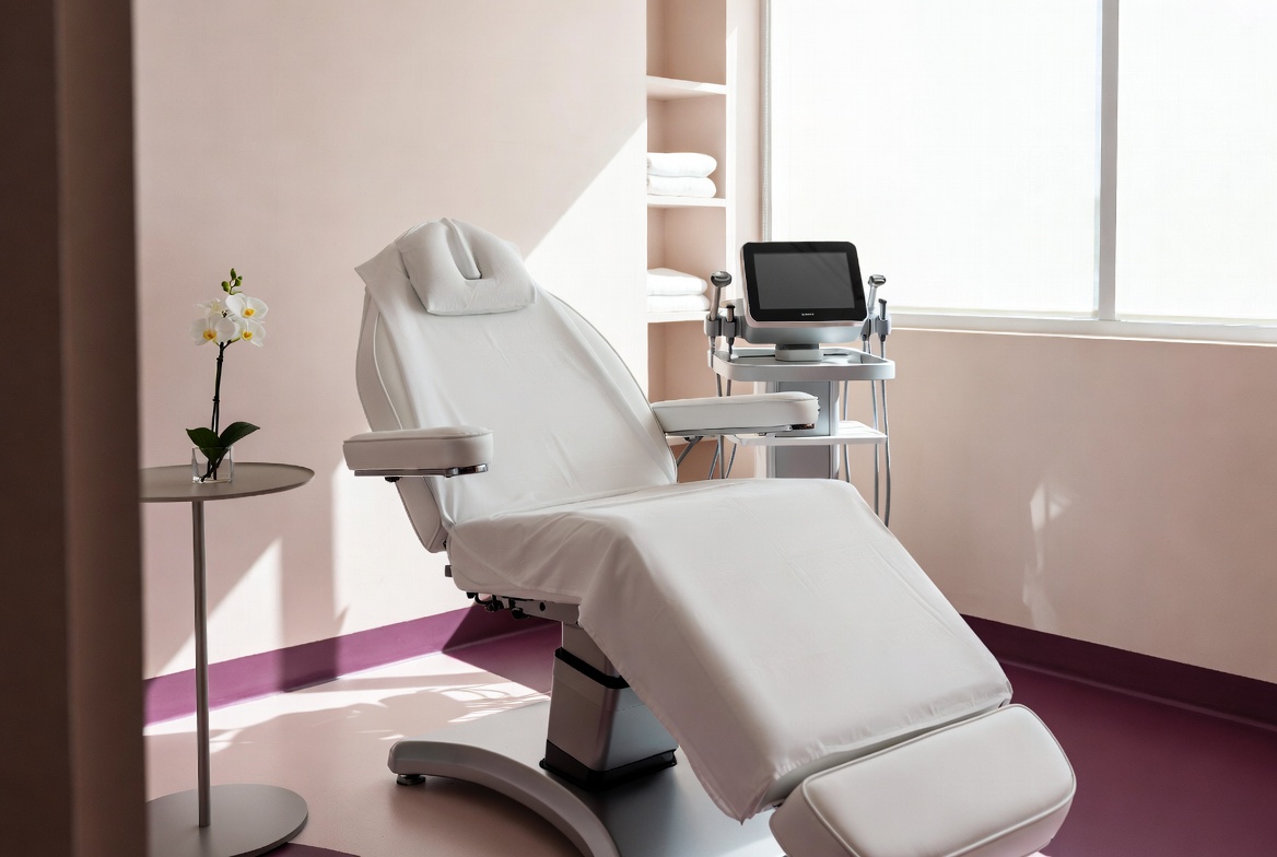 Luxury med spa microneedling treatment room at CRM Aesthetics, serving Lincoln & Friend, NE